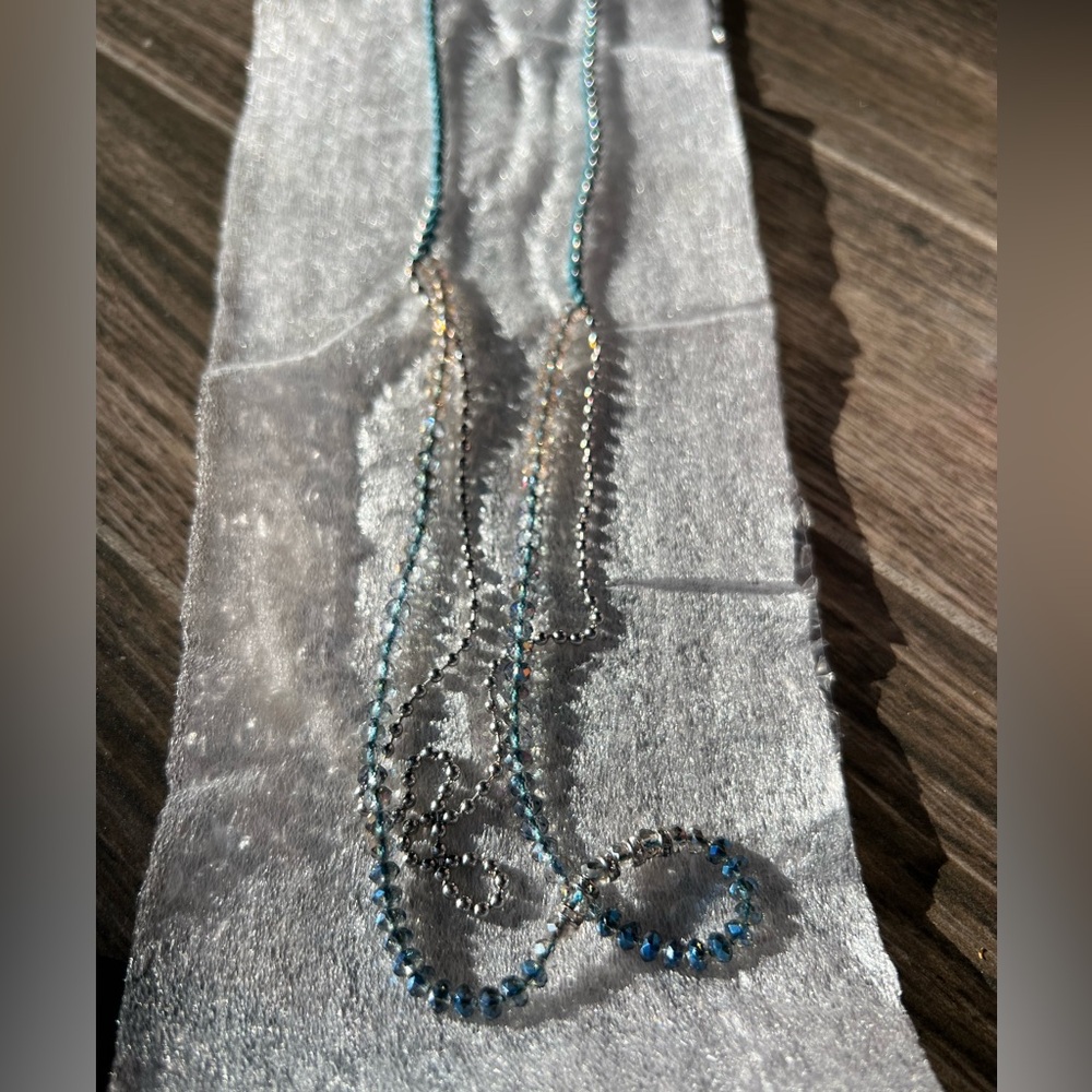 Chloe + Isabel blue bead wrap bracelet/ necklace